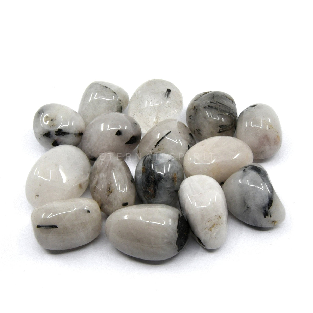 collection of polished Quartz (Tourmalinated) tumble stones — Eternal Spirit