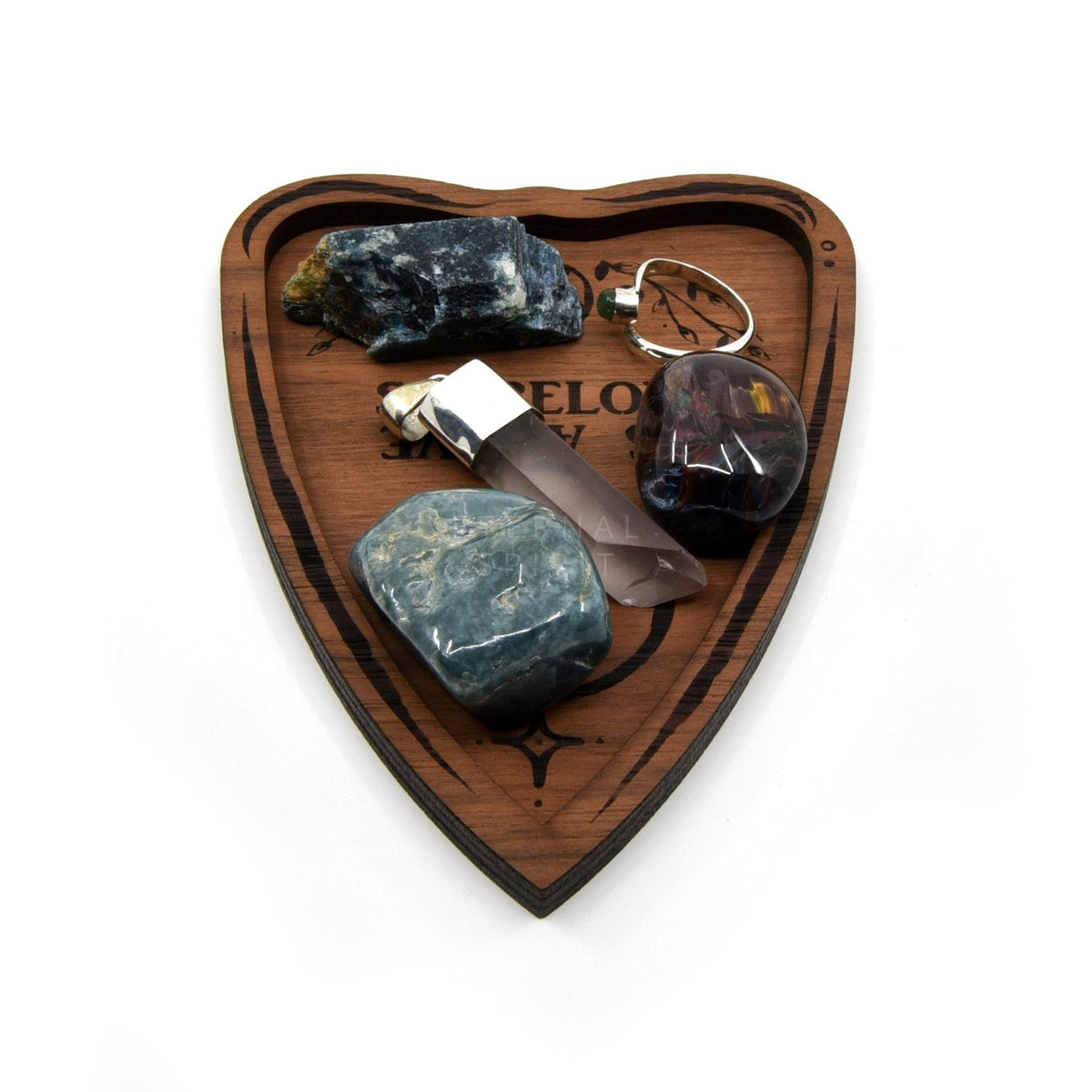 Brown Celestial trinket dish, close-up of engraved symbols — Eternal Spirit