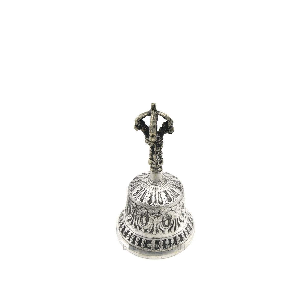 Silver 12cm Tibetan bell, engraved symbol detail — Eternal Spirit