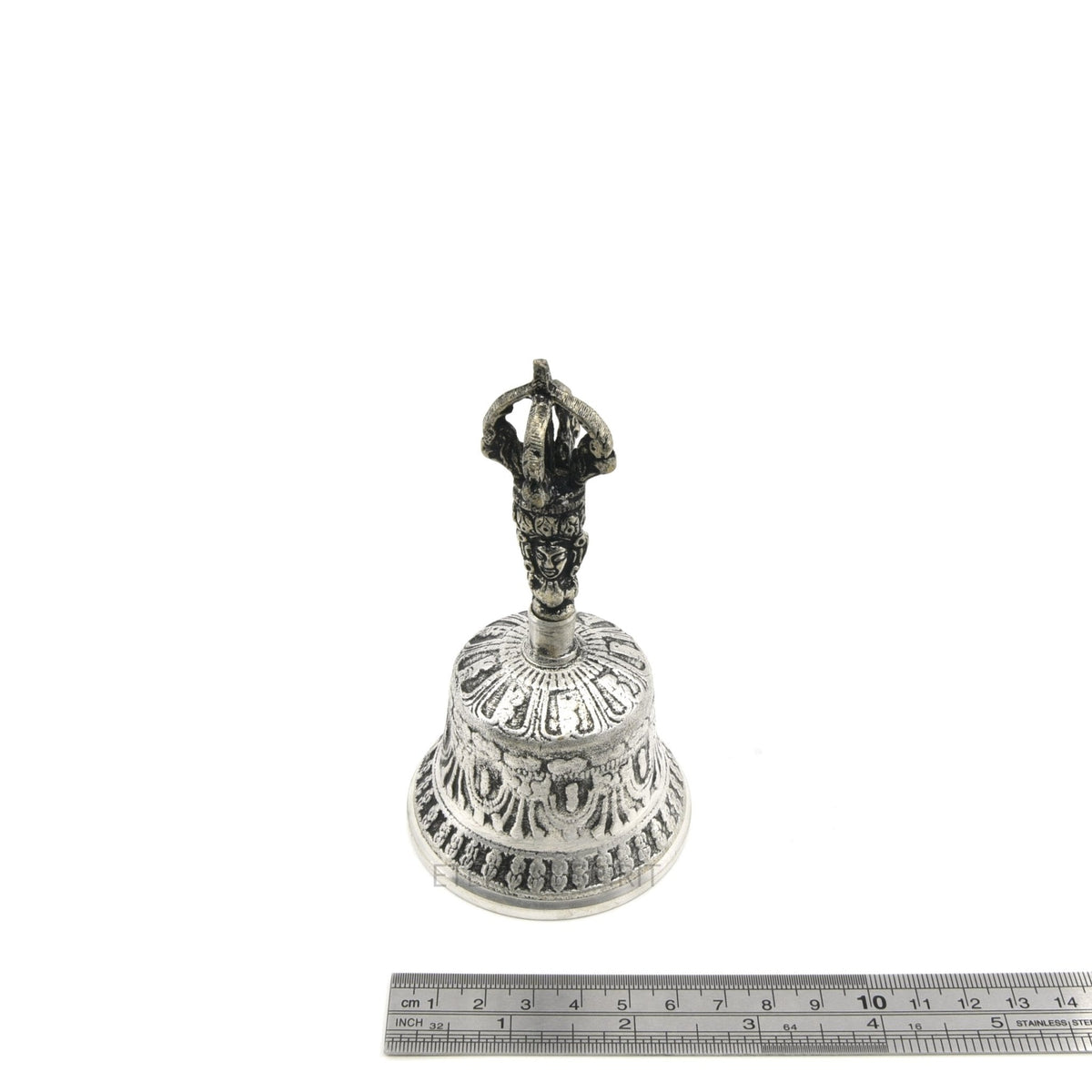 Silver 12cm bell, overhead view of decorated rim — Eternal Spirit