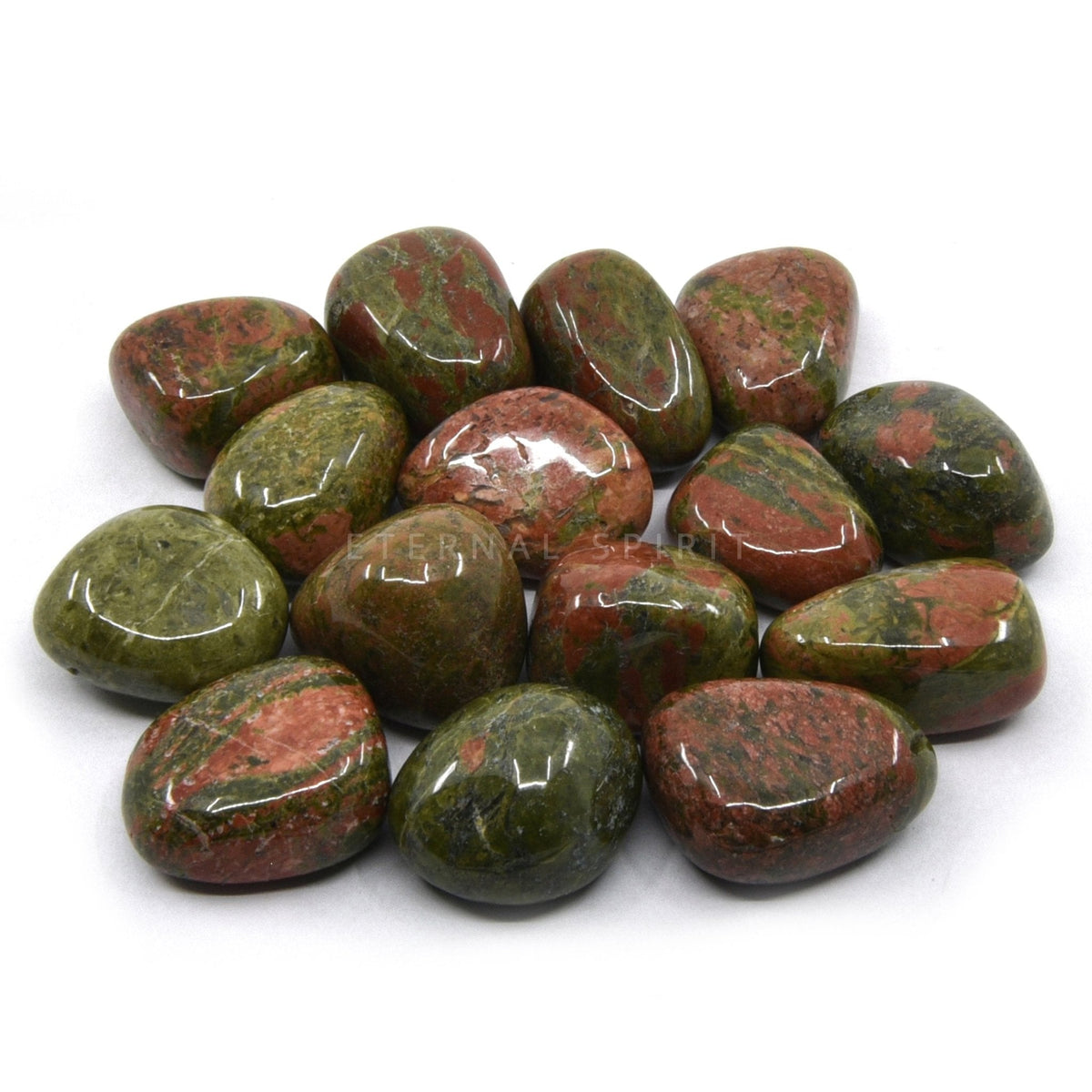 collection of polished Unakite tumble stones — Eternal Spirit