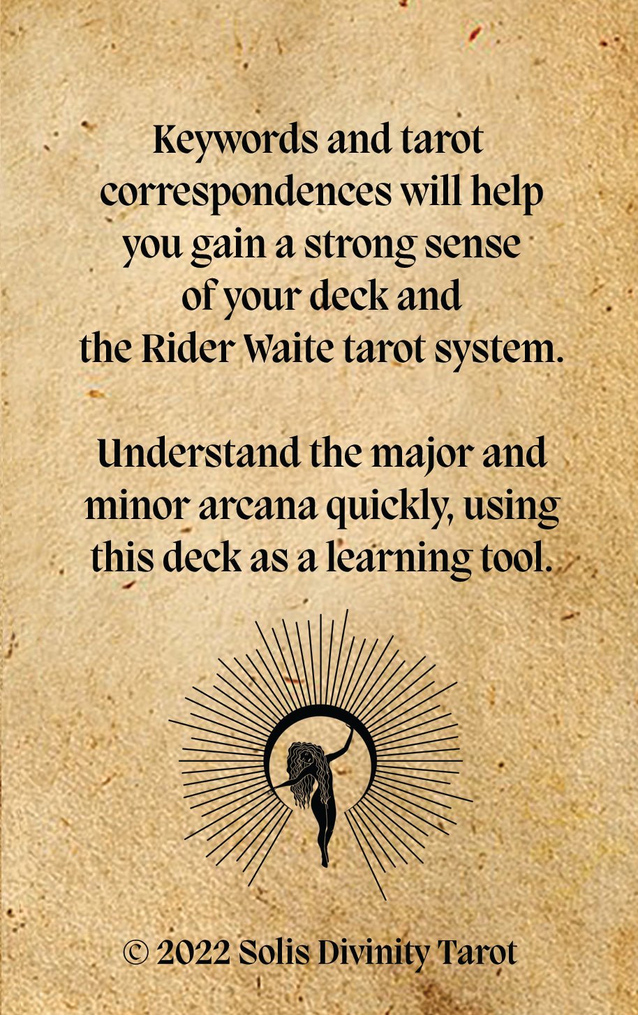 Solis Divinity Tarot (Vintage Edition) card revealing the deck's deeply layered symbolism (edition view 6) — Eternal Spirit