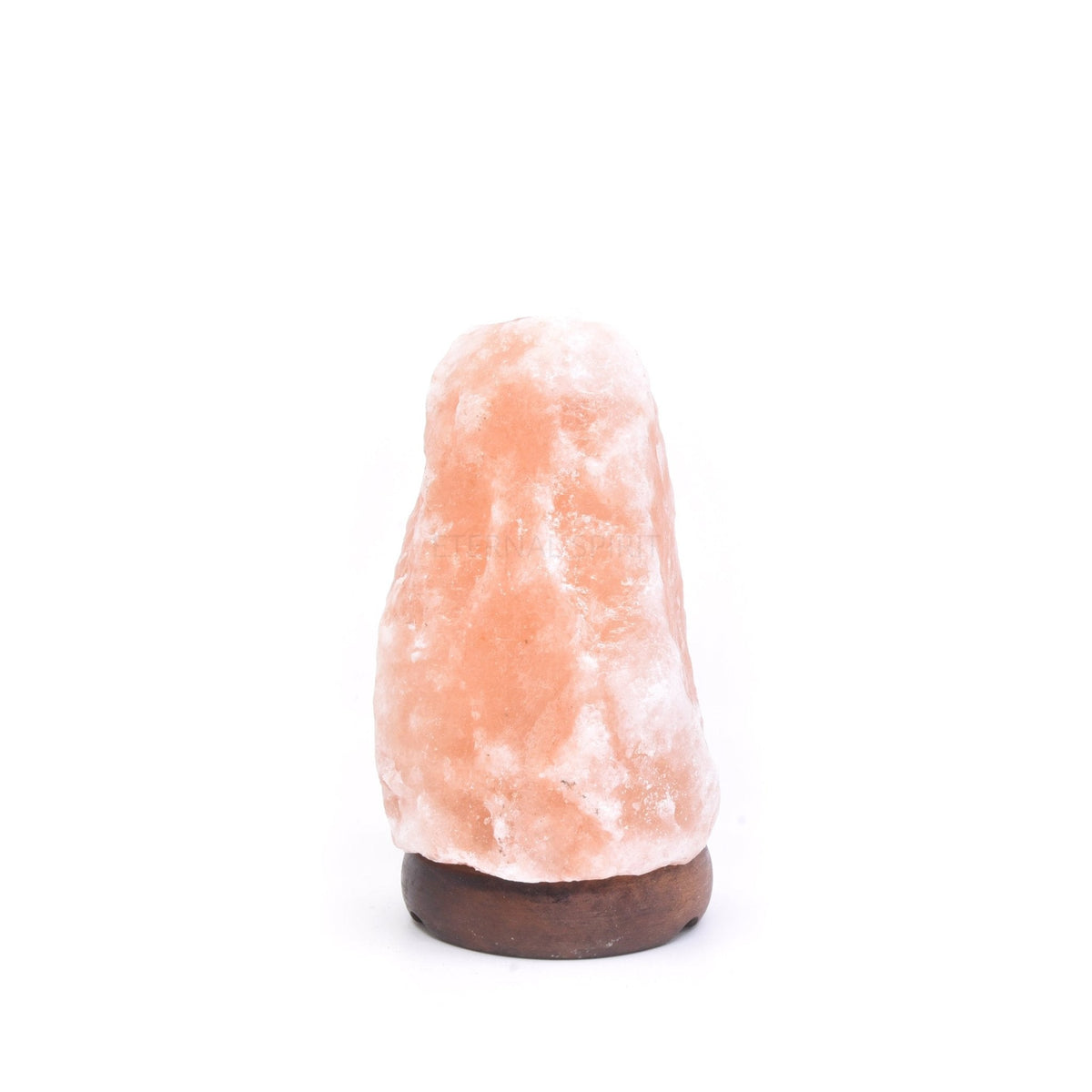 Himalayan salt lamp 1.5kg, warm amber glow on wooden base — Eternal Spirit