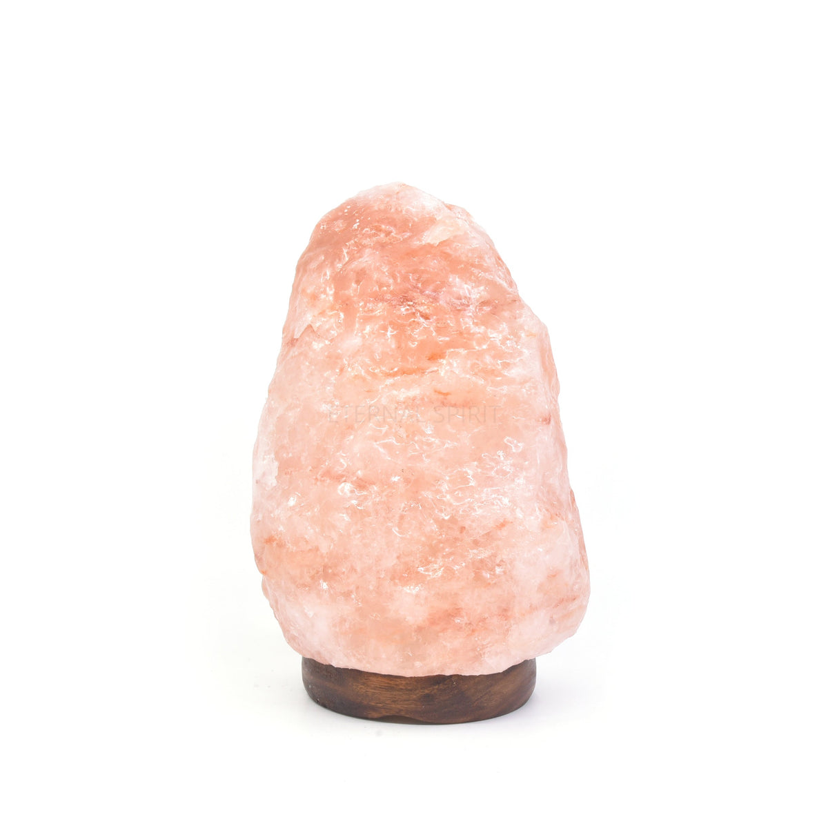 Himalayan salt lamp 3.5kg, warm amber glow on wooden base — Eternal Spirit
