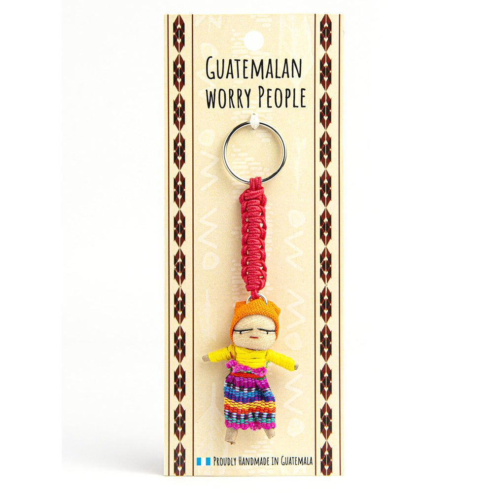 Guatemalan "Worry Dolls" Keyrings charm, detailed front view — Eternal Spirit