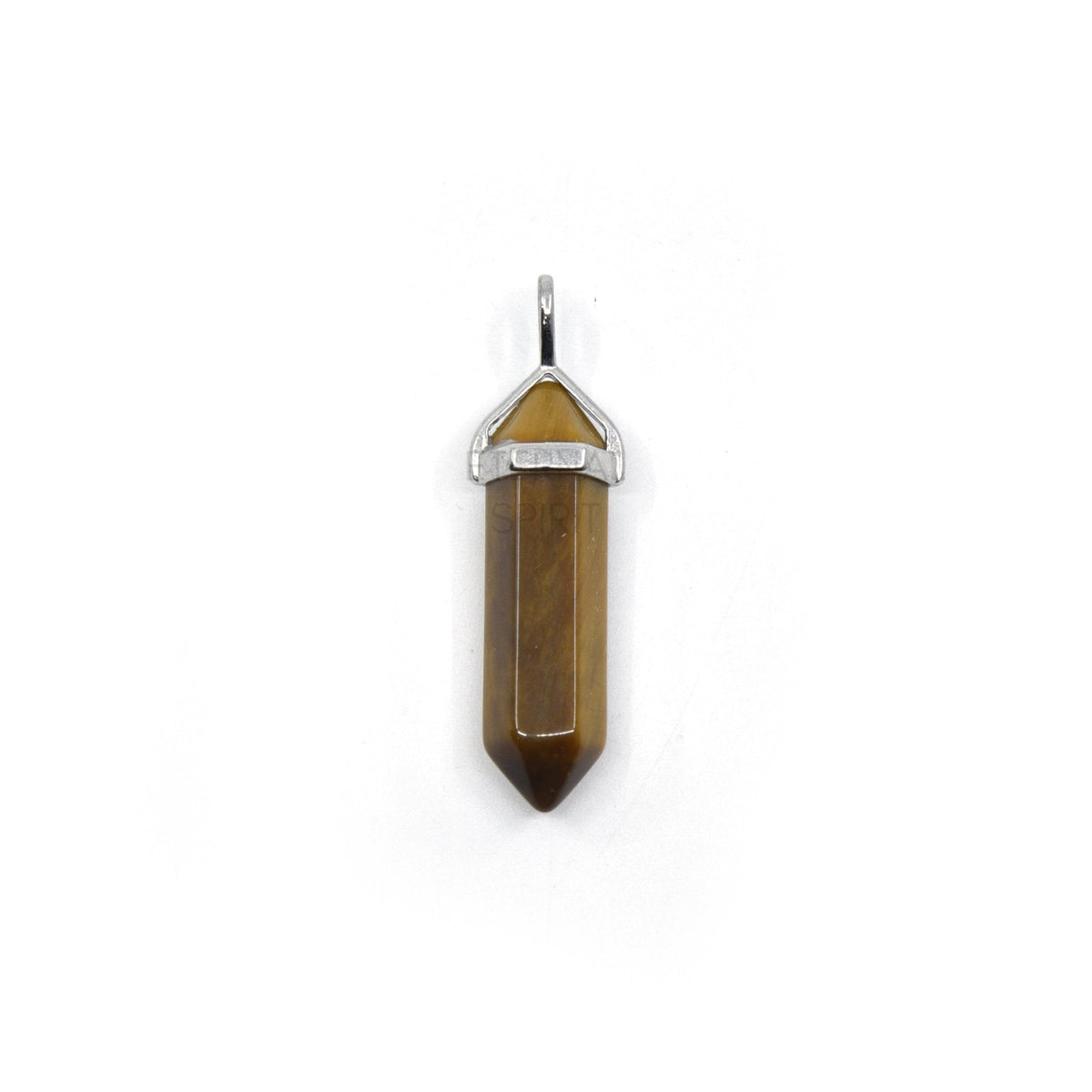 double terminated pendant in Tiger Eye (Yellow), showing natural stone detail — Eternal Spirit
