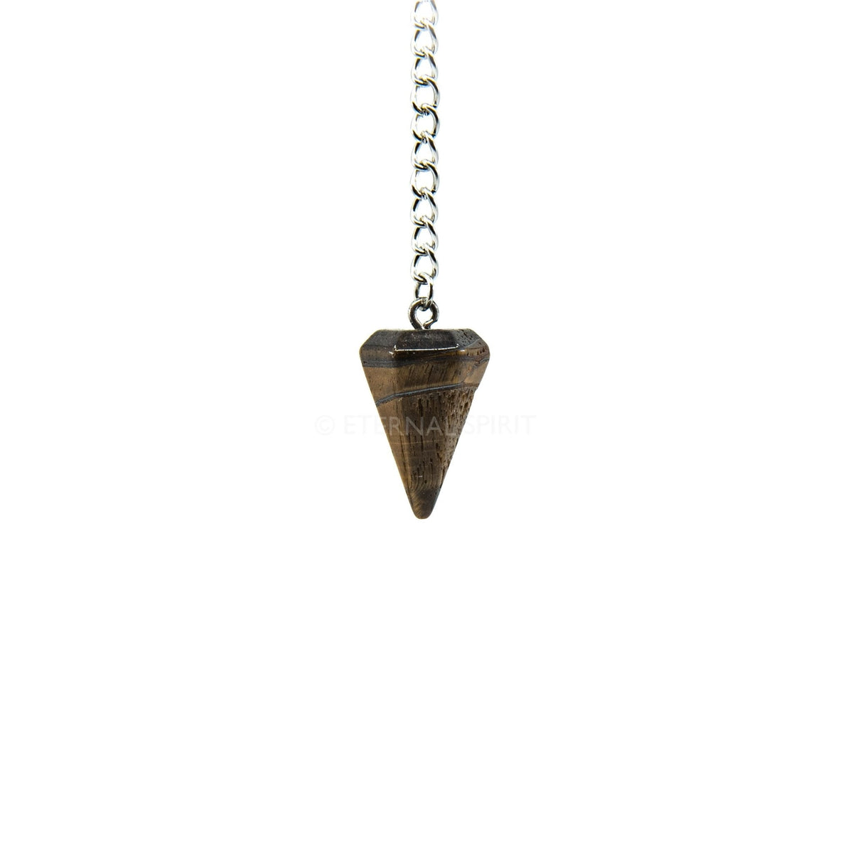 Golden-Banded Tiger Eye (Yellow) small faceted pendulum on silver chain — Eternal Spirit