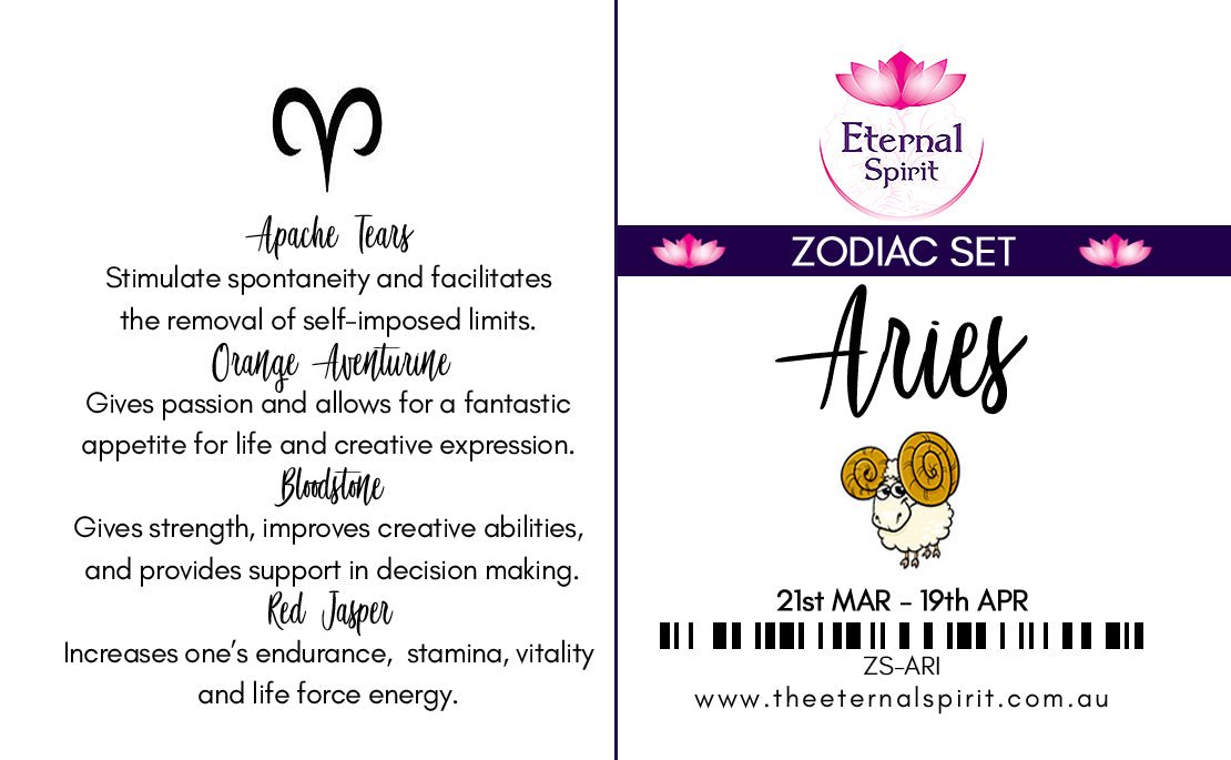 Tumbled crystals from Aries zodiac set, stones revealed — Eternal Spirit