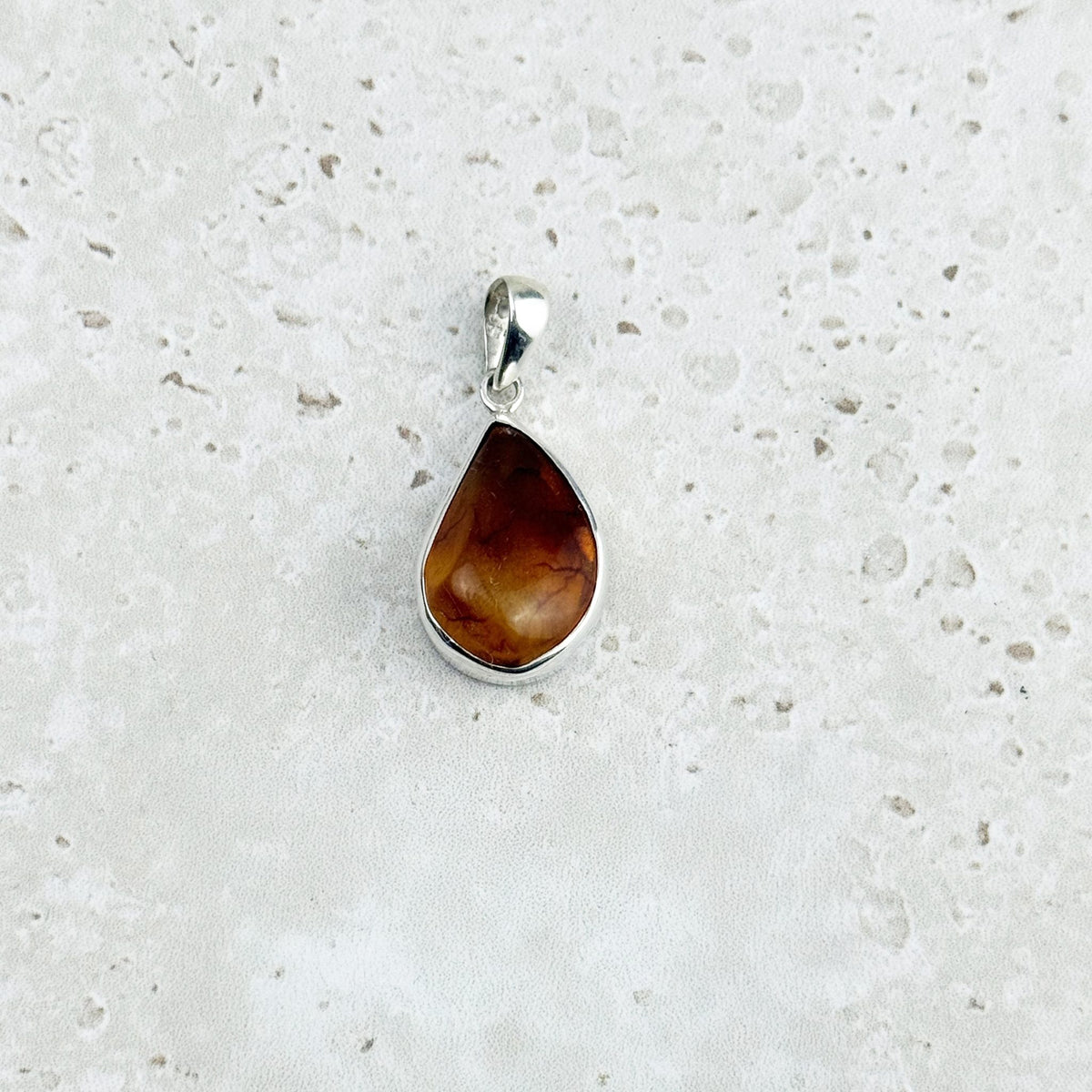 Amber Teardrop Cabochon Sterling Silver Pendant — Eternal Spirit