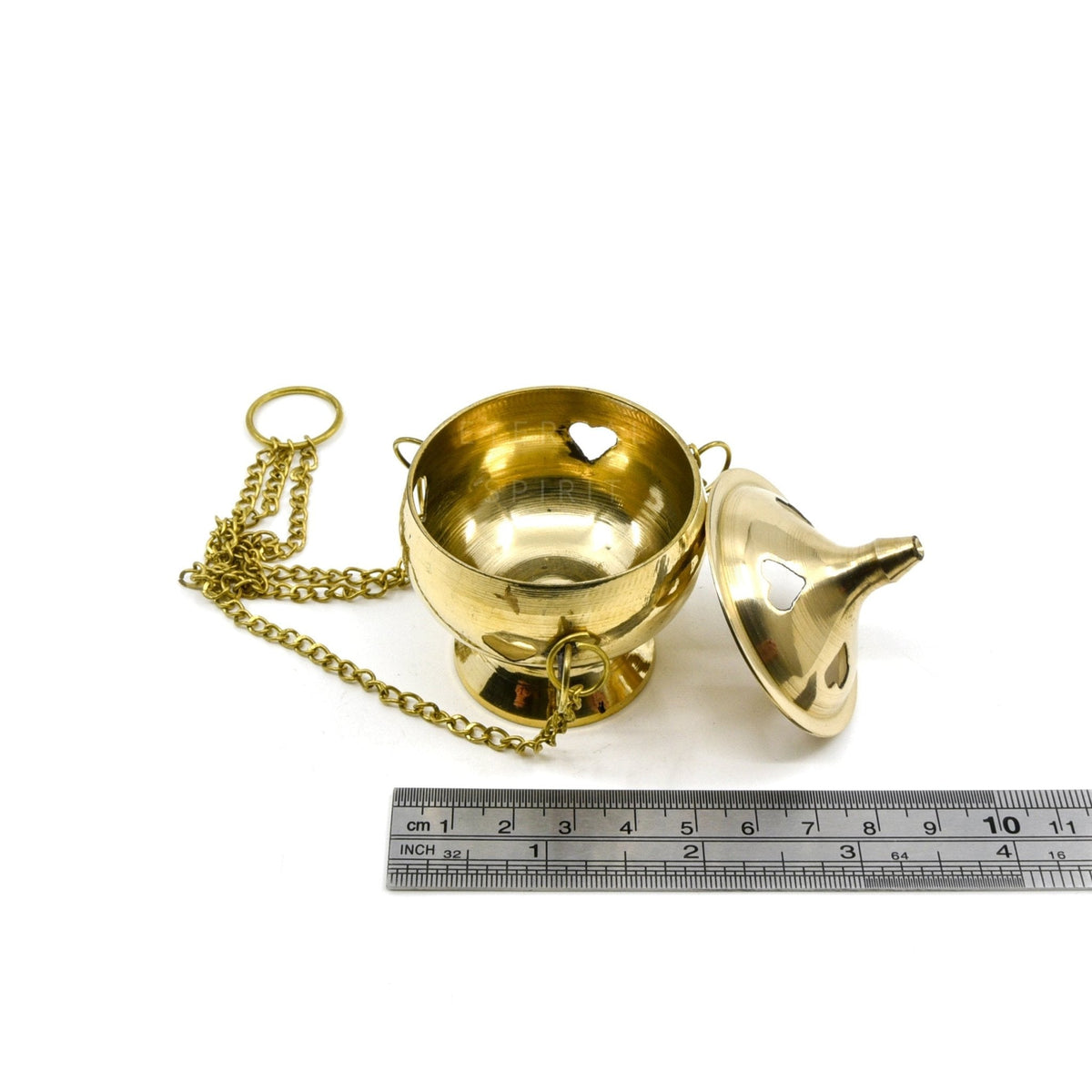 Brass hanging incense burner, detail of metalwork — Eternal Spirit