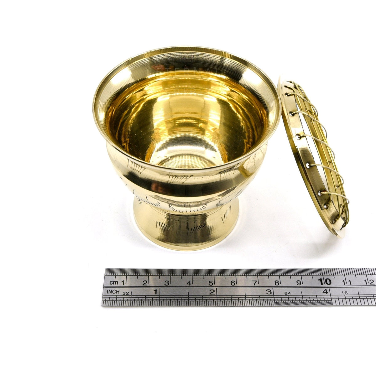 Brass etched incense burner, detail of metalwork (etched p2) — Eternal Spirit