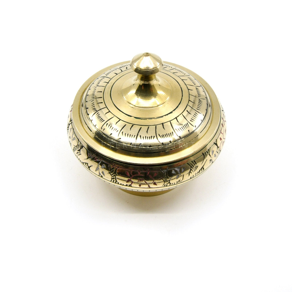 Brass engraved incense burner, ornate craftsmanship — Eternal Spirit