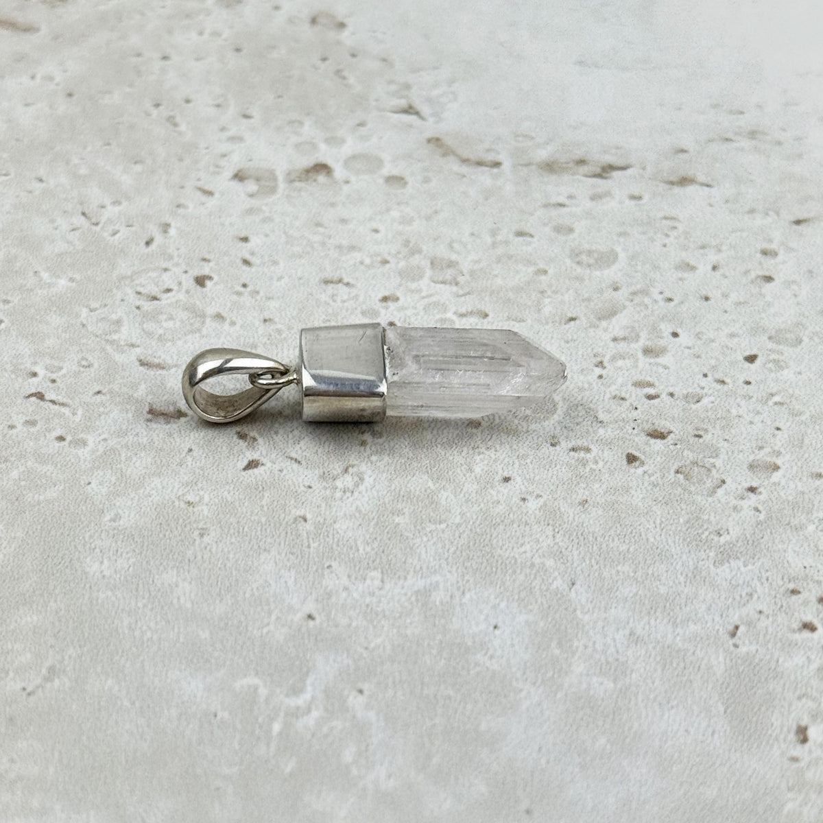 Danburite Natural Shard Sterling Silver Pendant, alternate angle — Eternal Spirit