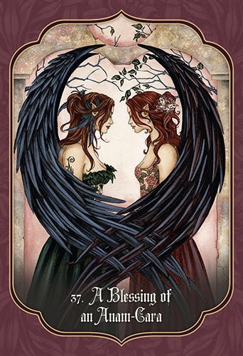 A Blessing of an Anam Cara card with dark-haired faery and crystals — Eternal Spirit