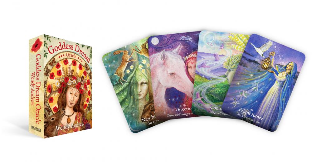 Box and deck display showing Goddess Dream Oracle contents — Eternal Spirit