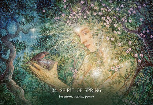 Oracle Of The Hidden Worlds Oracle deck, Hidden worlds card showing enchanted forest with sparkling — Eternal Spirit