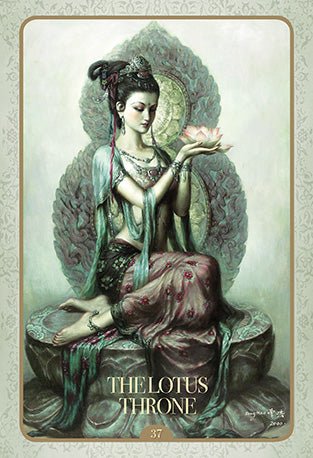Kuan Yin Oracle card illuminating the deck's rich colour palette — Eternal Spirit