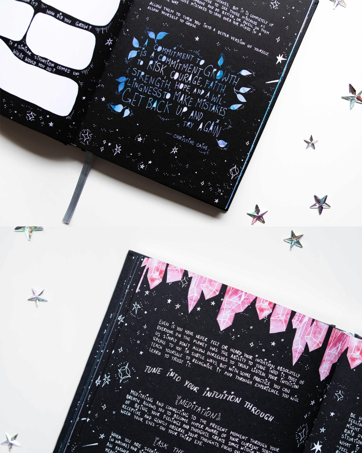 Dreamy Moons "A Journey Within showing the journal's interior pages and artwork — Eternal Spirit