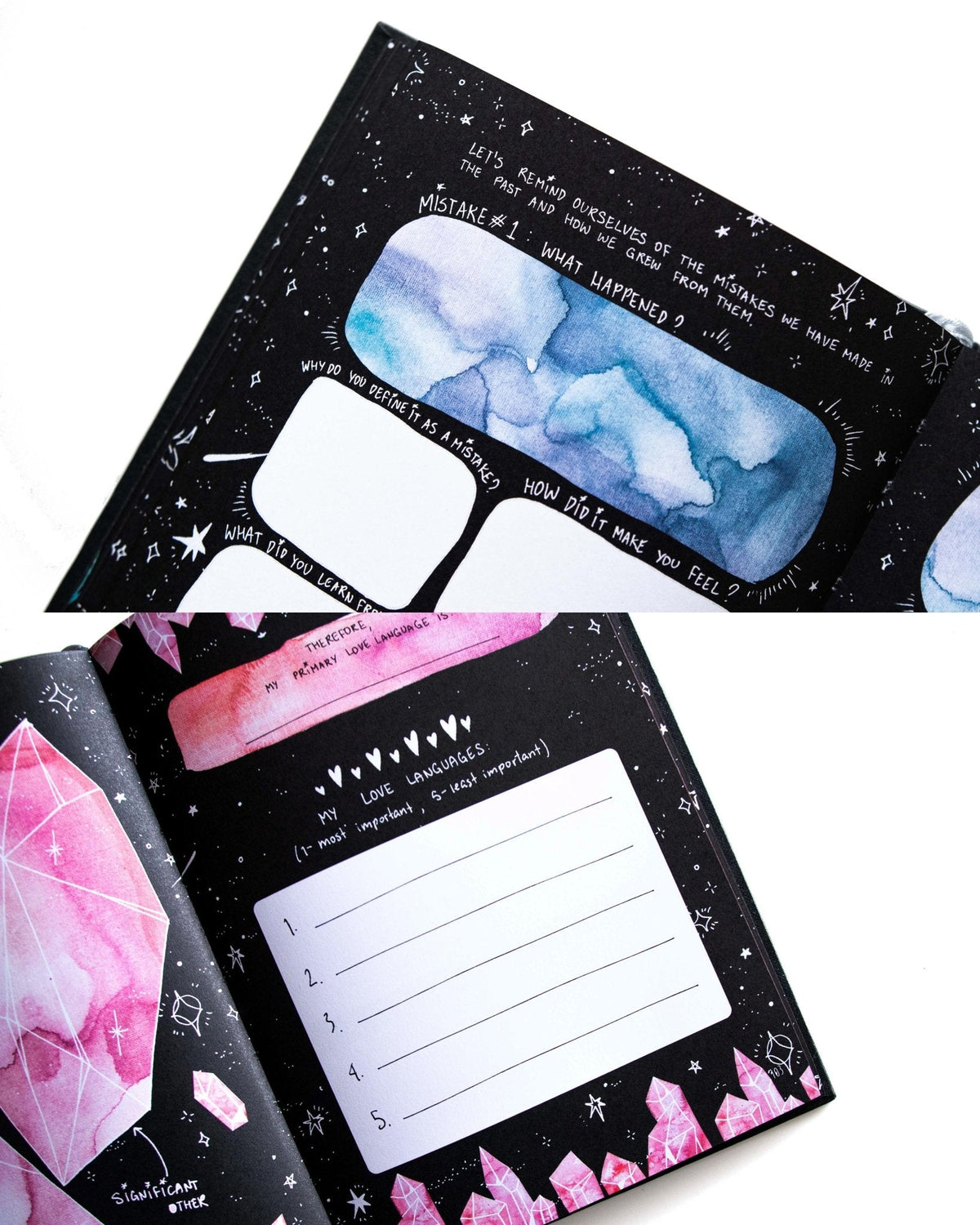 Dreamy Moons "A Journey Within displaying the journal's beautiful page design — Eternal Spirit