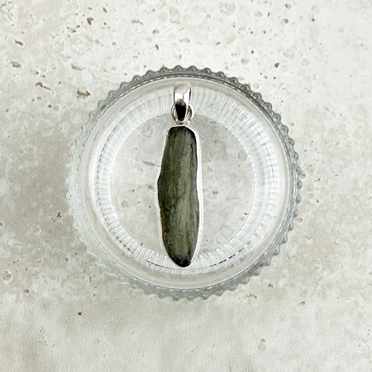 Moldavite Natural Sterling Silver Pendant Elongated — Eternal Spirit