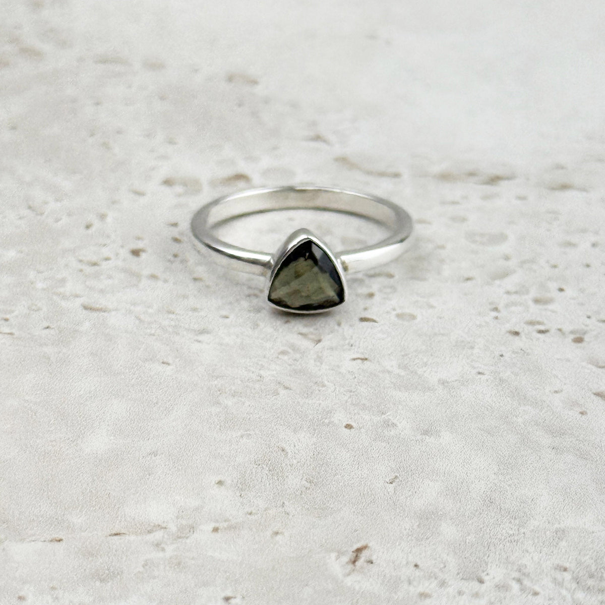 Moldavite Faceted Sterling Silver Ring | Size 9 — Eternal Spirit