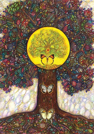 Spread of Namaste oracle cards showing colourful butterfly artwork — Eternal Spirit