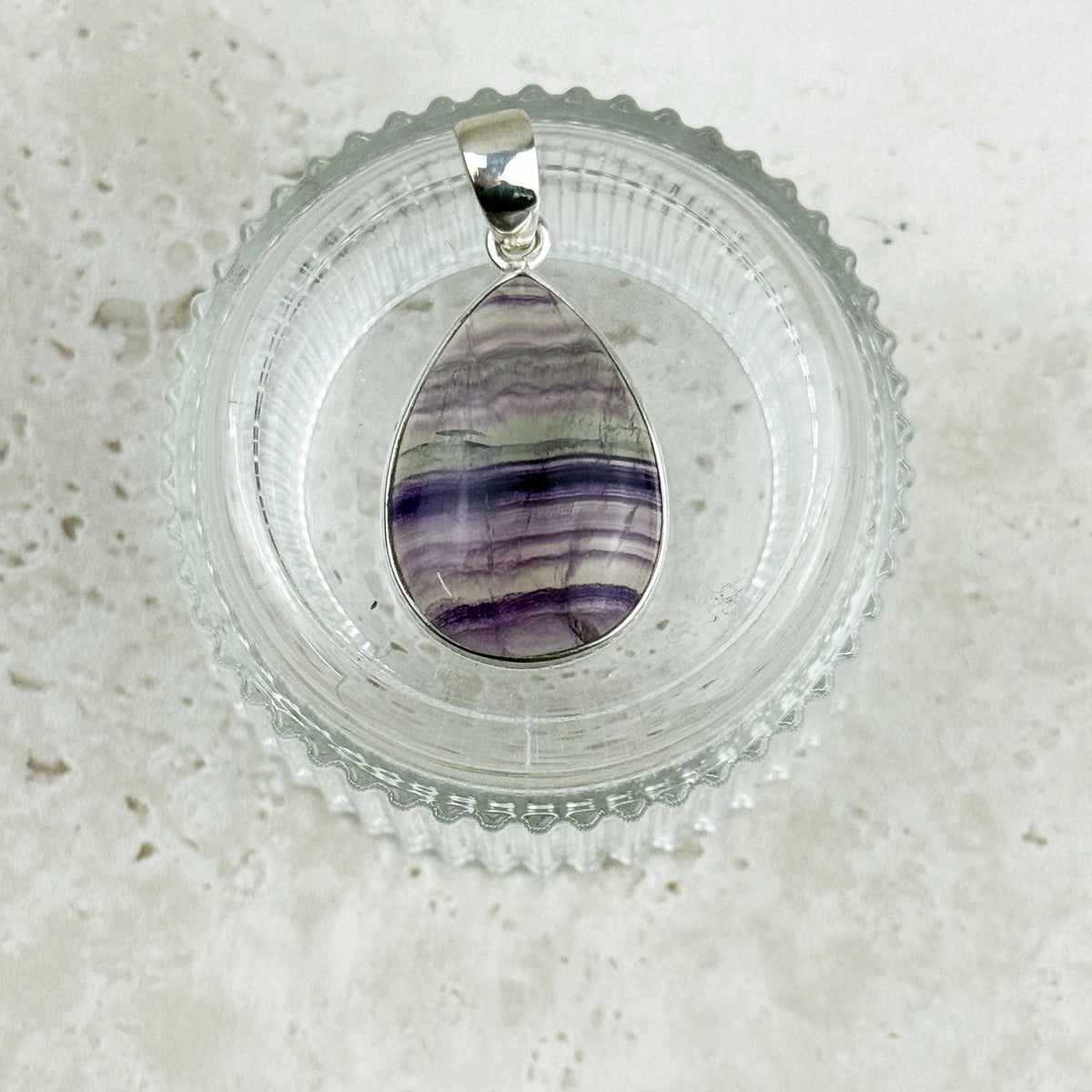 Rainbow Fluorite Teardrop Cabochon Sterling Silver Pendant — Eternal Spirit
