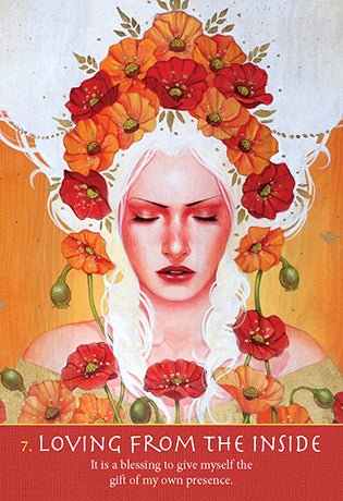 Soulful Woman Oracle deck, Loving from the Inside card with warm orange tones and feminine art — Eternal Spirit