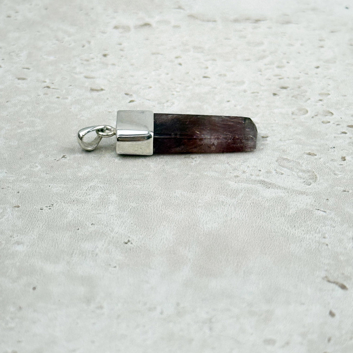 Super Seven Polished Rectangle Sterling Silver Pendant, detail view — Eternal Spirit