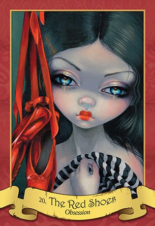 The Faerytale Oracle deck, The Red Shoes card number 30 with big-eyed fairy-tale character — Eternal Spirit