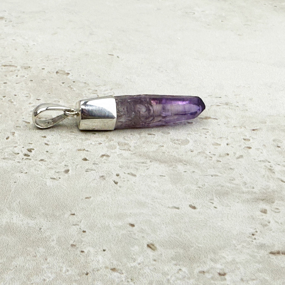 Vera Cruz Amethyst Natural Point Sterling Silver Pendant, alternate angle — Eternal Spirit
