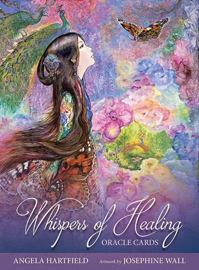 Whispers of Healing Oracle Cards box with meditating Buddha by Angela Hartfield — Eternal Spirit
