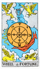 Wheel of Fortune card from The Plastic Rider Waite Tarot with classic illustrated design — Eternal Spirit