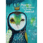 Tree Free Happiness Never Decreases Owl card, richly illustrated front artwork — Eternal Spirit