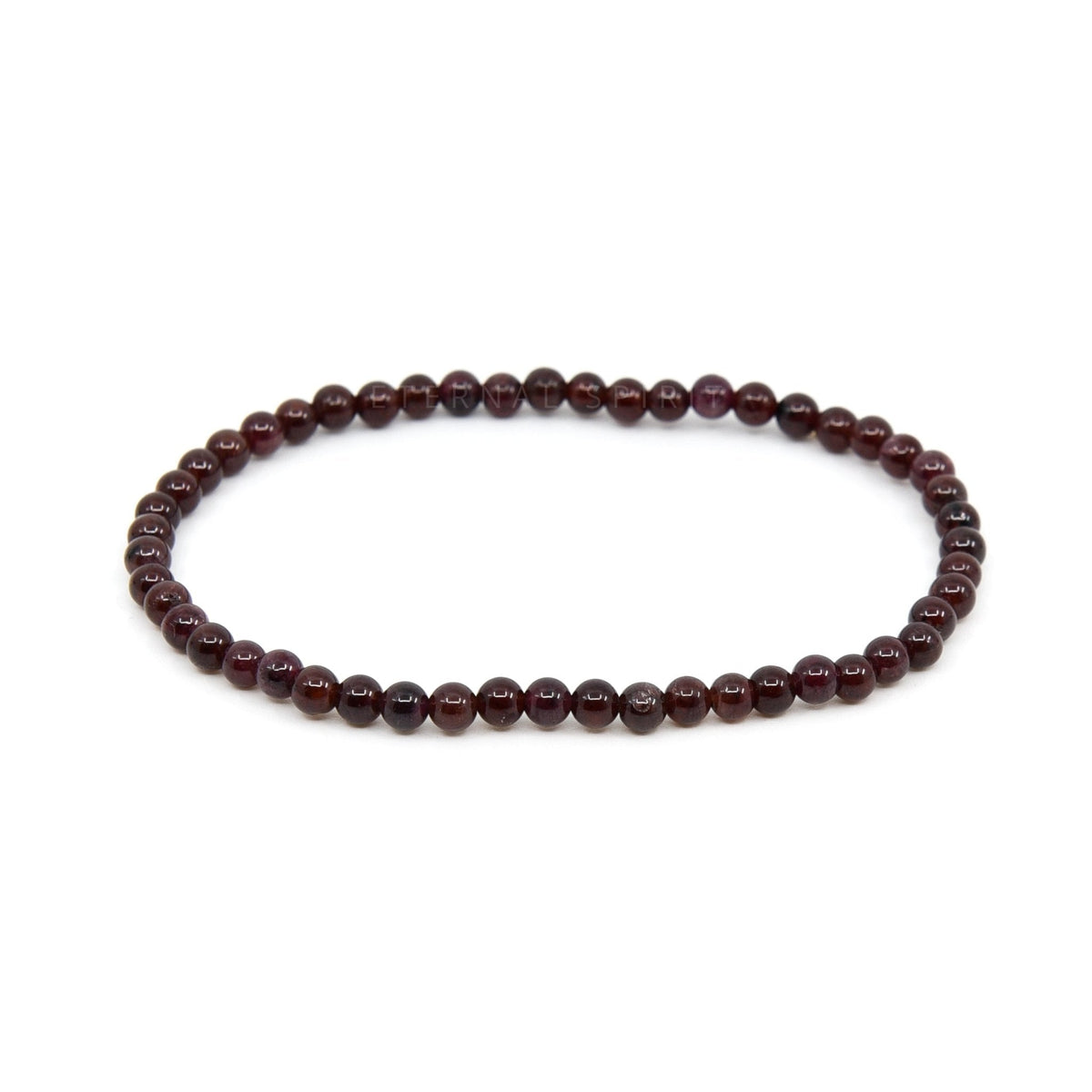 polished Garnet (Red) 4mm round bead bracelet on white background — Eternal Spirit
