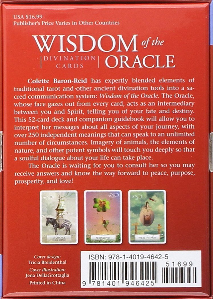 Wisdom of the Oracle guidebook back with card samples and description — Eternal Spirit