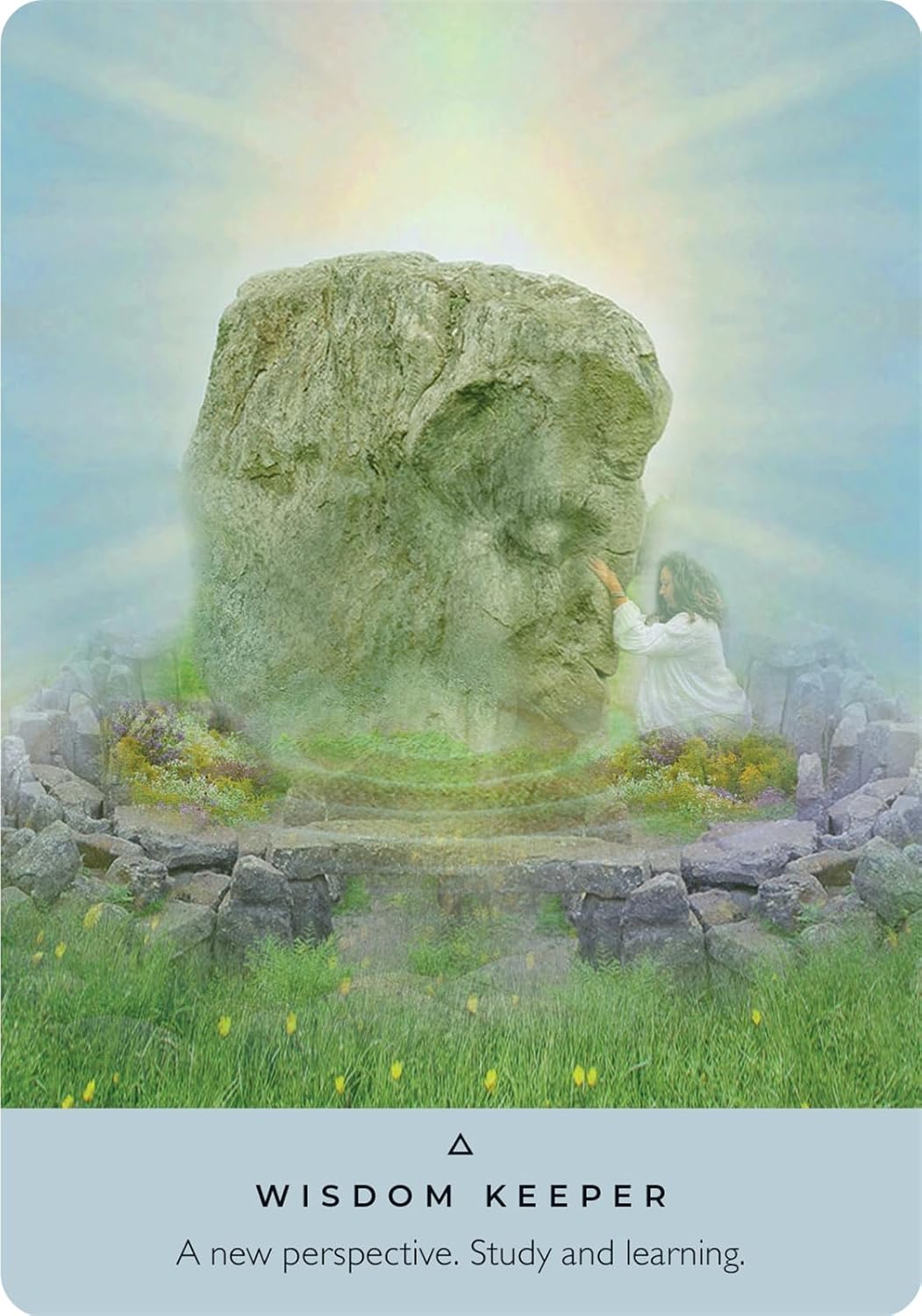 The Ancient Stones Oracle card sharing the deck's luminous illustration style — Eternal Spirit