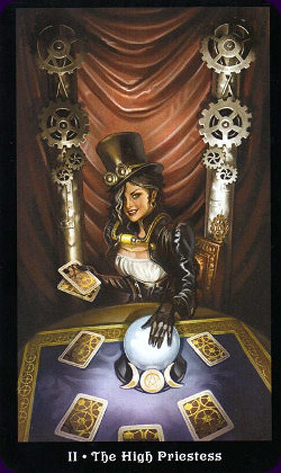 Sample card from the The Steampunk Tarot tarot deck — Eternal Spirit