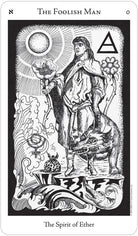 The Foolish Man card with black-and-white alchemical symbolism, Hermetic Tarot — Eternal Spirit