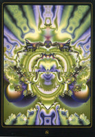 Path Of The Soul Destiny Cards, Fractal mandala card with green and gold geometric energy pattern — Eternal Spirit