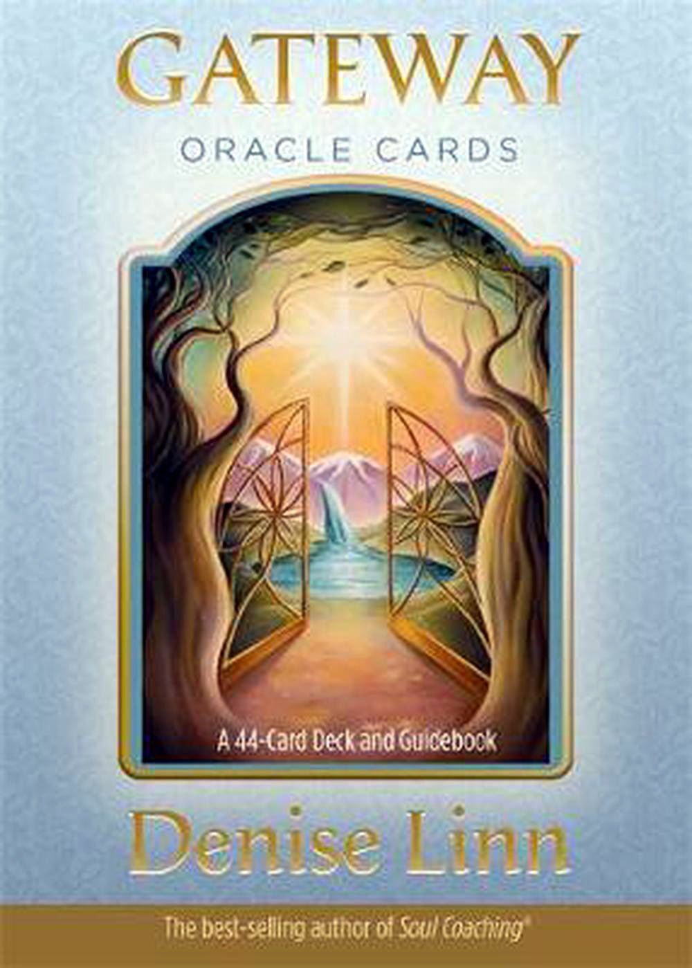 Gateway Oracle Cards golden box with sandy arch and tropical scene — Eternal Spirit