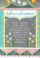 Wild Offering Oracle deck, Abundance card with ornate lettering and botanical floral border — Eternal Spirit