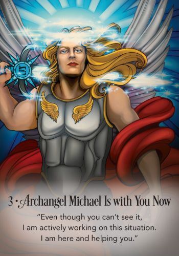 The Archangel Michael Sword of Light Oracle card illuminating the deck's rich colour palette — Eternal Spirit
