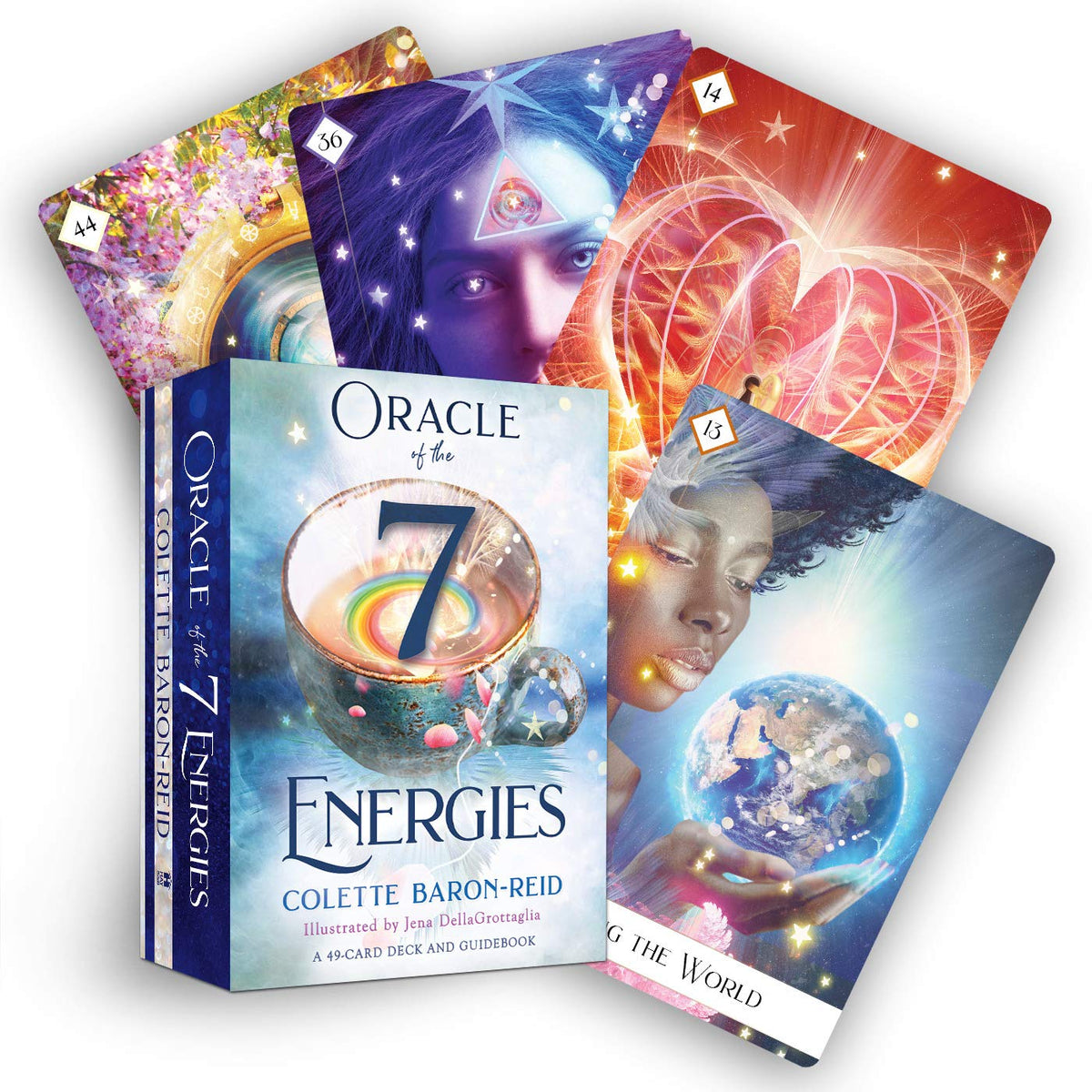 Oracle of the 7 Energies sample card with iridescent crystal sphere — Eternal Spirit