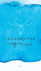 Sacred Creators Oracle deck, Collaboration of Souls card with blue celestial figures and starlight — Eternal Spirit