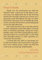 Dear Friend letter card with handwritten self-care wisdom message — Eternal Spirit