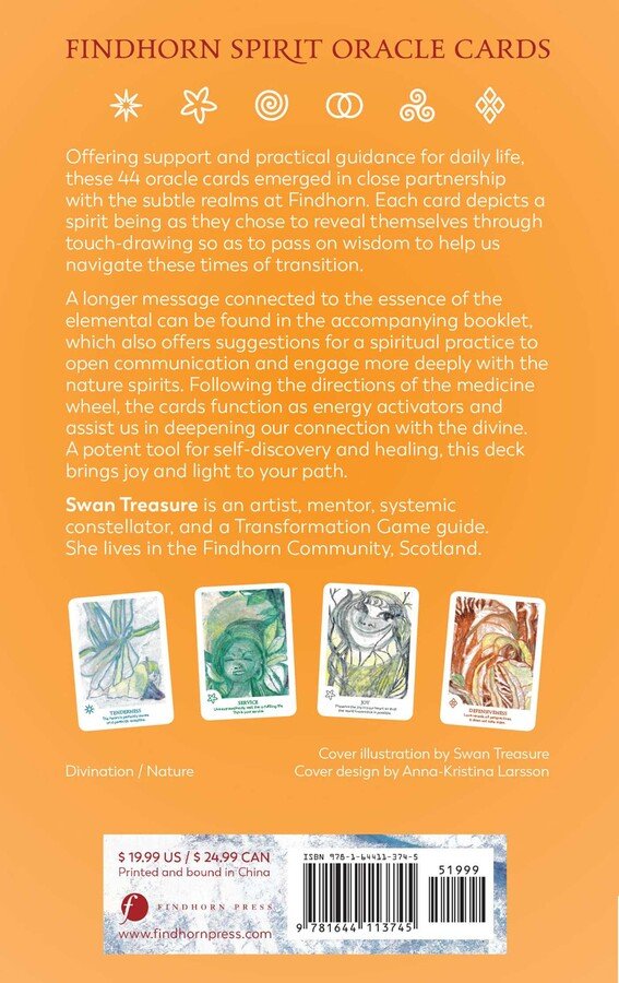 Findhorn Spirit Oracle back cover with card grid and deck description — Eternal Spirit
