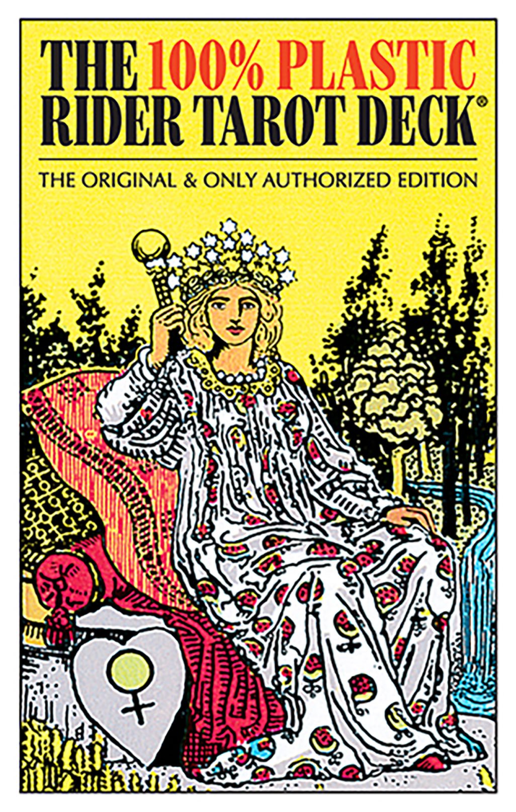 100% Plastic Rider Waite Tarot Deck box in bold red and yellow with classic tarot imagery — Eternal Spirit