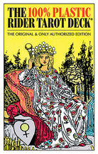 100% Plastic Rider Waite Tarot Deck box in bold red and yellow with classic tarot imagery — Eternal Spirit