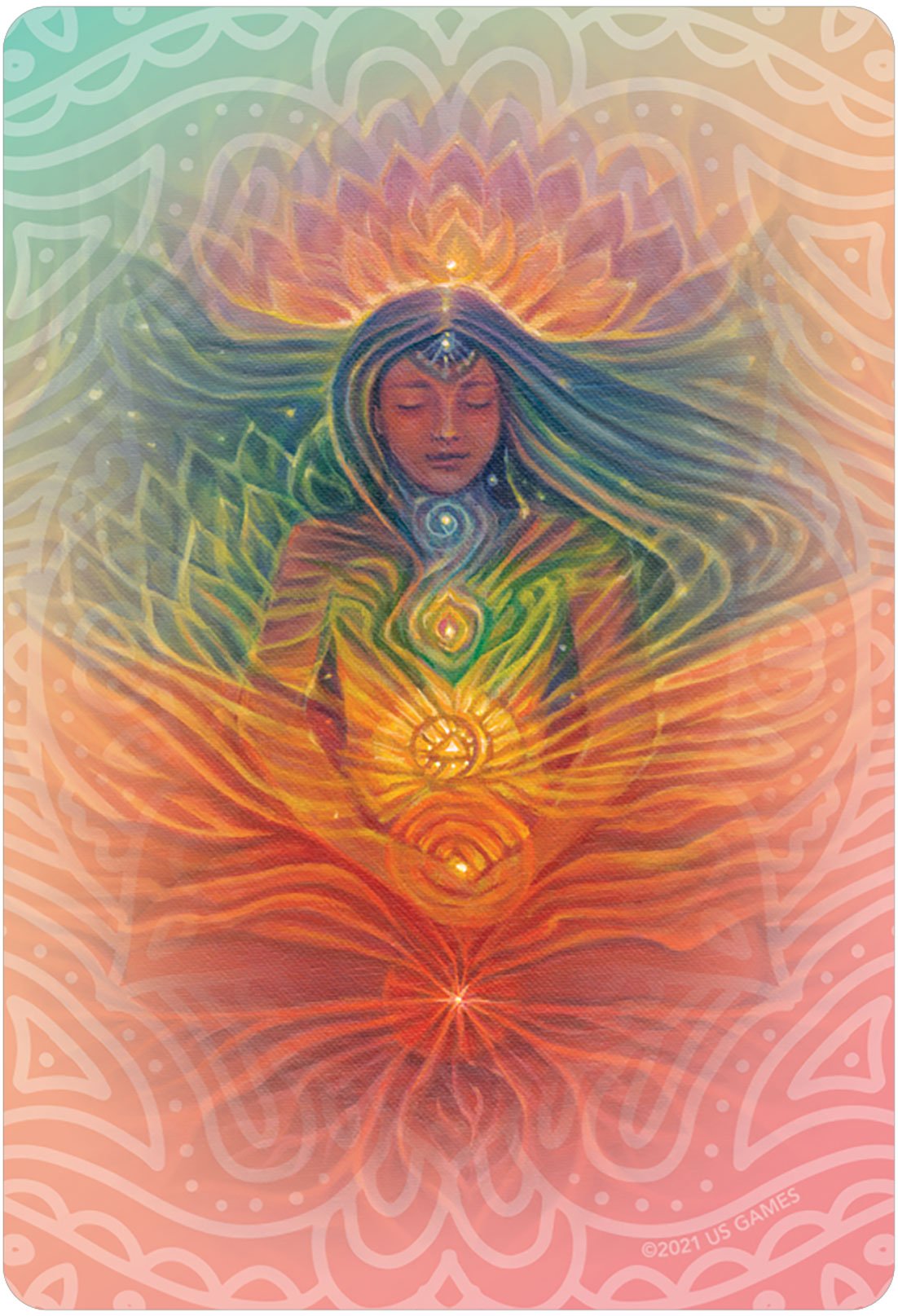 Infinite Wisdom of the Chakras Oracle card exhibiting the deck's transformative card art — Eternal Spirit